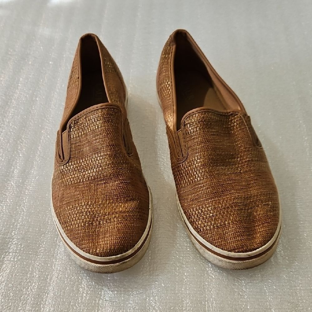 Lauren Ralph Lauren Janis Tan Leather Slip On Loafers Shoes Size 9